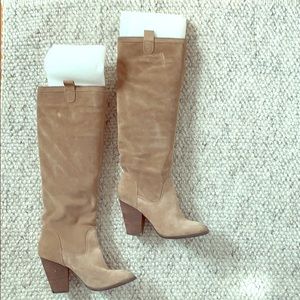 Tan Suede Knee-High Boots, Size 8.5